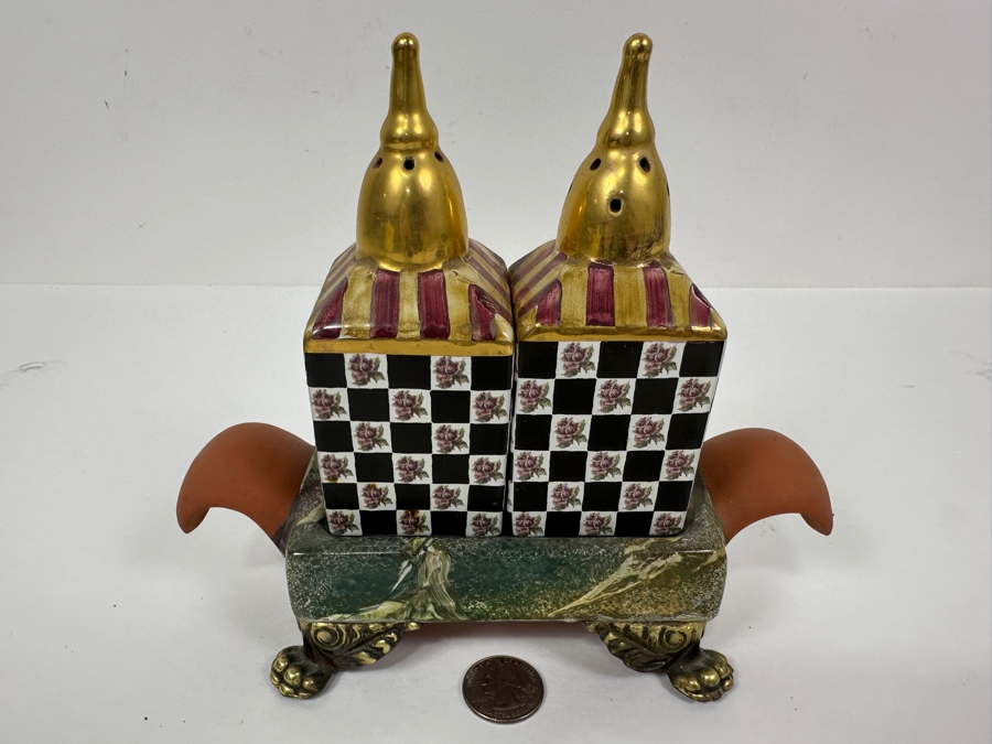 Vintage MacKENZiE-CHiLDS Salt and Pepper Shaker Set 8'W x 7'H  [Photo 3]