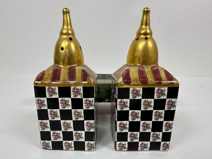 Vintage MacKENZiE-CHiLDS Salt and Pepper Shaker Set 8'W x 7'H  [Photo 6]