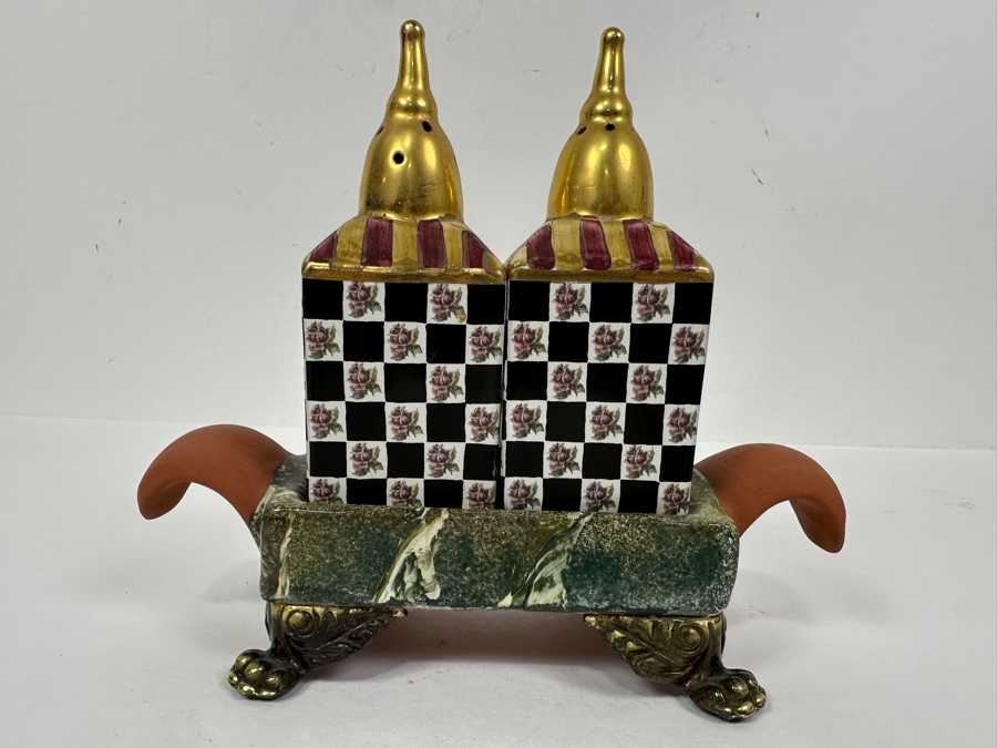 Vintage MacKENZiE-CHiLDS Salt and Pepper Shaker Set 8'W x 7'H  [Photo 5]