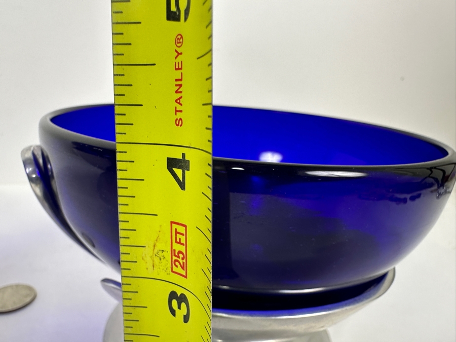 Mexican Art Glass Bowls with Metal Bases 10.5'W x 6.25'H and 6'W x 4'H [Photo 12]