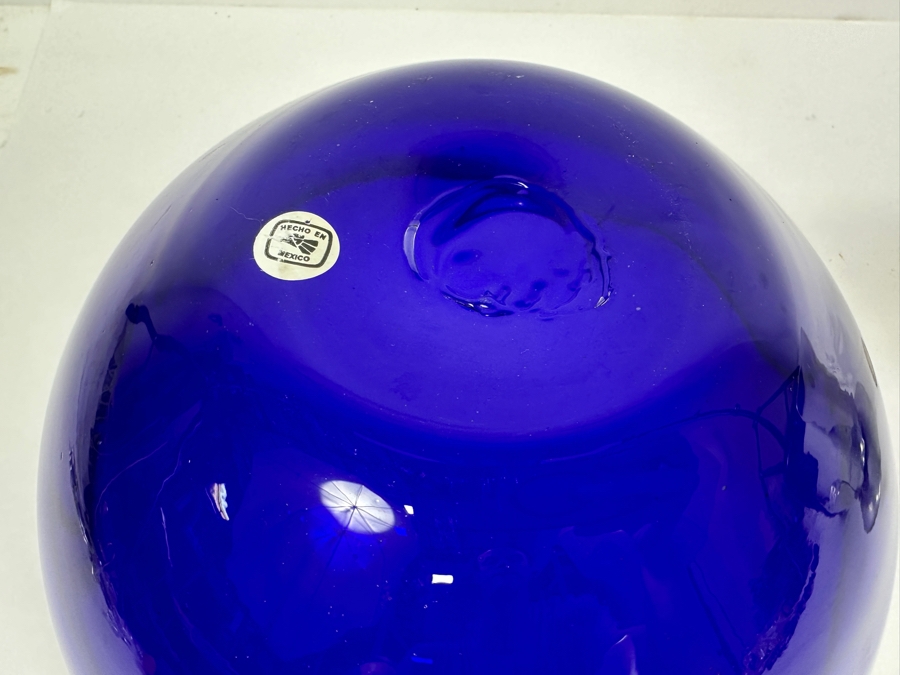 Mexican Art Glass Bowls with Metal Bases 10.5'W x 6.25'H and 6'W x 4'H [Photo 8]