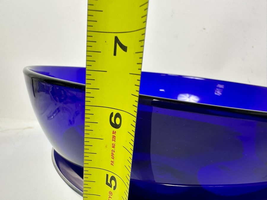 Mexican Art Glass Bowls with Metal Bases 10.5'W x 6.25'H and 6'W x 4'H [Photo 10]