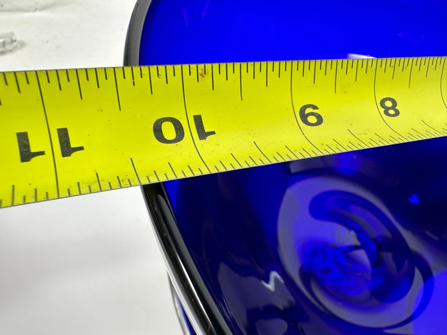 Mexican Art Glass Bowls with Metal Bases 10.5'W x 6.25'H and 6'W x 4'H [Photo 9]