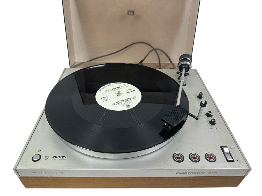 Just Added - Philips DC Servo Belt-Drive Record Player Model Electronic 312 With Audio-Technica Cartridge Needle Made In Holland Tested Working