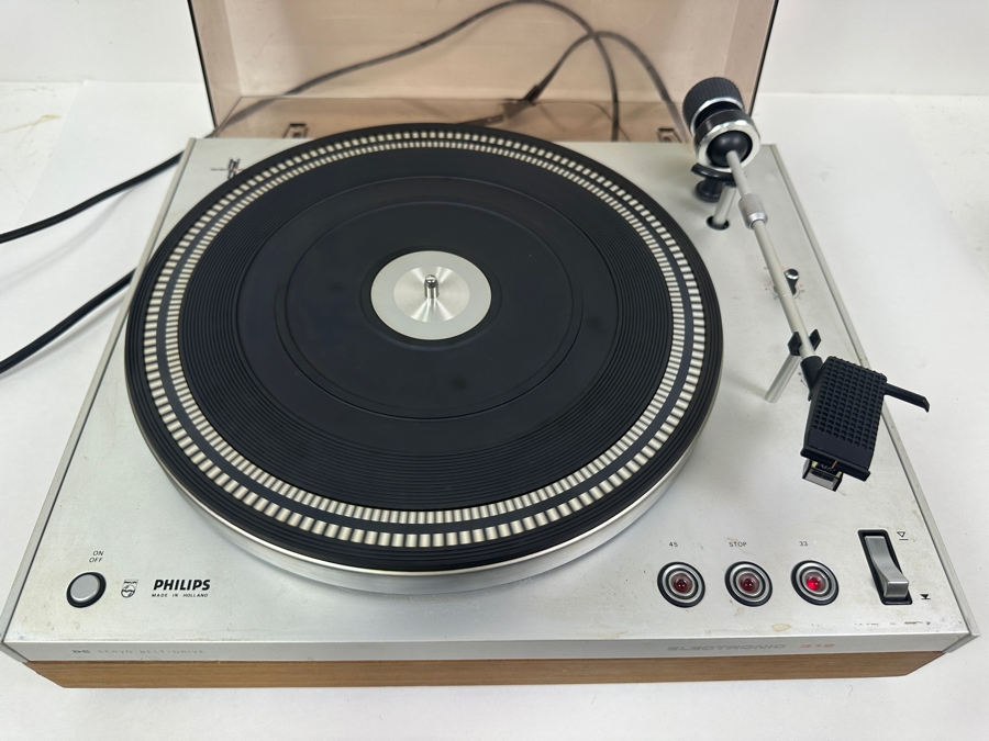 Just Added - Philips DC Servo Belt-Drive Record Player Model Electronic 312 With Audio-Technica Cartridge Needle Made In Holland Tested Working [Photo 11]