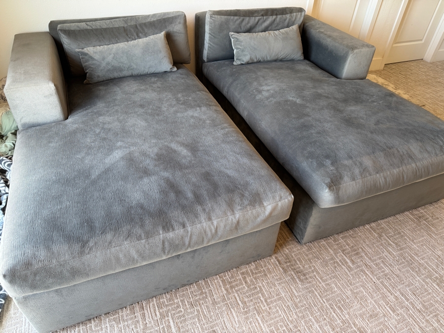 Just Added - Pair Of Upholstered Chaise Lounge Chairs 42W X 72L X 30H [Photo 4]