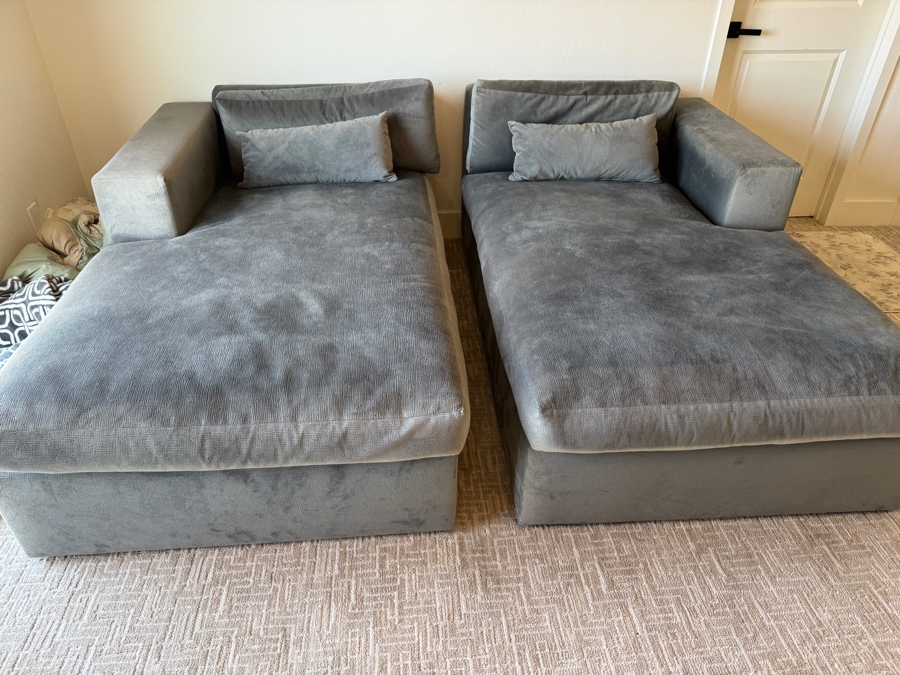 Just Added - Pair Of Upholstered Chaise Lounge Chairs 42W X 72L X 30H [Photo 3]