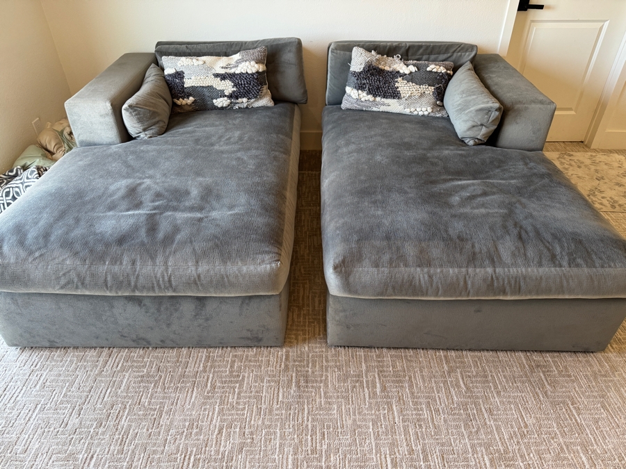 Just Added - Pair Of Upholstered Chaise Lounge Chairs 42W X 72L X 30H [Photo 1]