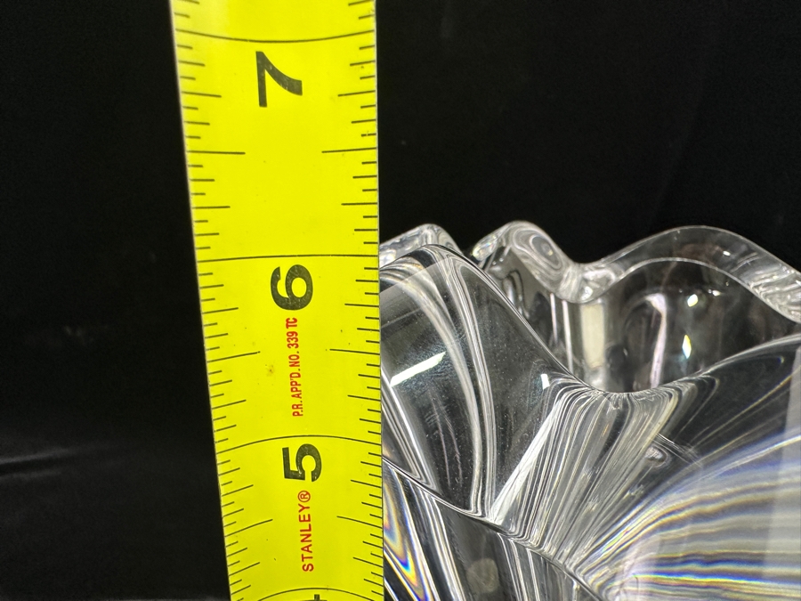 Kosta Boda Signed Anna Ehrner Scalloped Crystal Clear Glass Vase 9.5'W x 6'H [Photo 12]