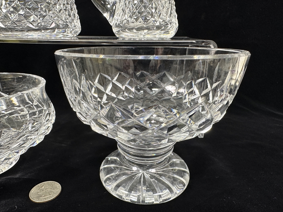 Waterford Crystal Alana Sugar Bowl, Creamer, Comeragh Short Footed Bowl and Araglin Footed Candy Bowl [Photo 3]