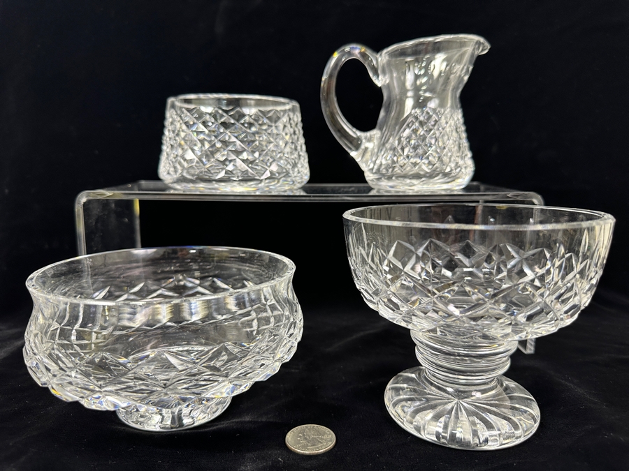 Waterford Crystal Alana Sugar Bowl, Creamer, Comeragh Short Footed Bowl and Araglin Footed Candy Bowl [Photo 2]