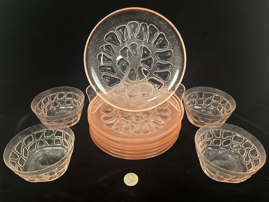 Set of (8) Pink Fostoria Plates and (4) Bowls [Photo 6]