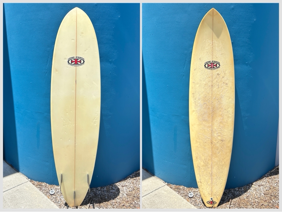 Iron Cross Surfboards Fiberglass Surfboard Shaped By Peter Cross 7'4' X 2 1/2'