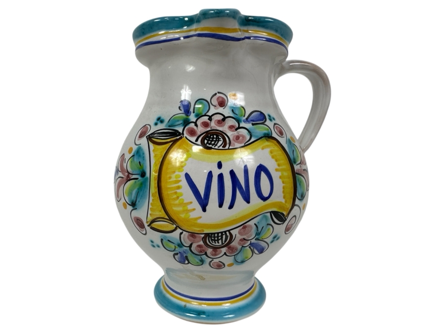 Handmade Italian Wine Pitcher Signed Cervantes Toledo 8'H [Photo 1]