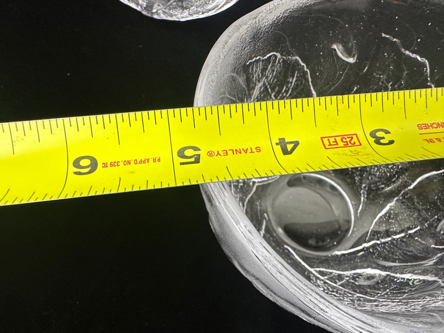 Set of (4) Kosta Boda Party Series Leaf Embossed Clear Glass Bowls 5'W [Photo 9]
