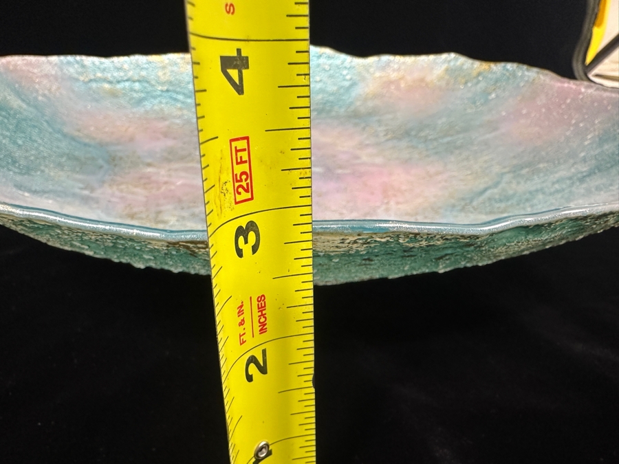 Decorative Turkish Glass Tray with Textured Surface 16'W  [Photo 7]