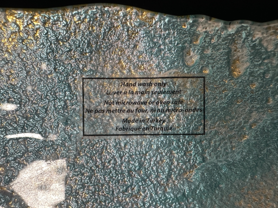 Decorative Turkish Glass Tray with Textured Surface 16'W  [Photo 5]