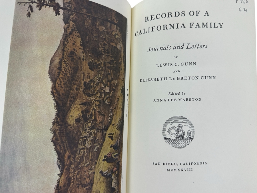 1974 Limited First Edition Hardcover Book 'Records Of A California Family' Journals and Letters of Lewis C. Gunn And Elizabeth Le Breton Gunn [Photo 1]