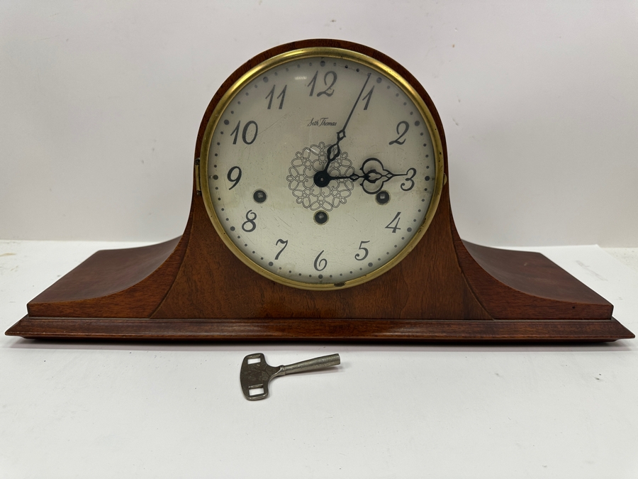 Vintage Seth Thomas Westminister Chime Mantle Clock Working with Key 20'W x 6'D x 9.5'H [Photo 2]