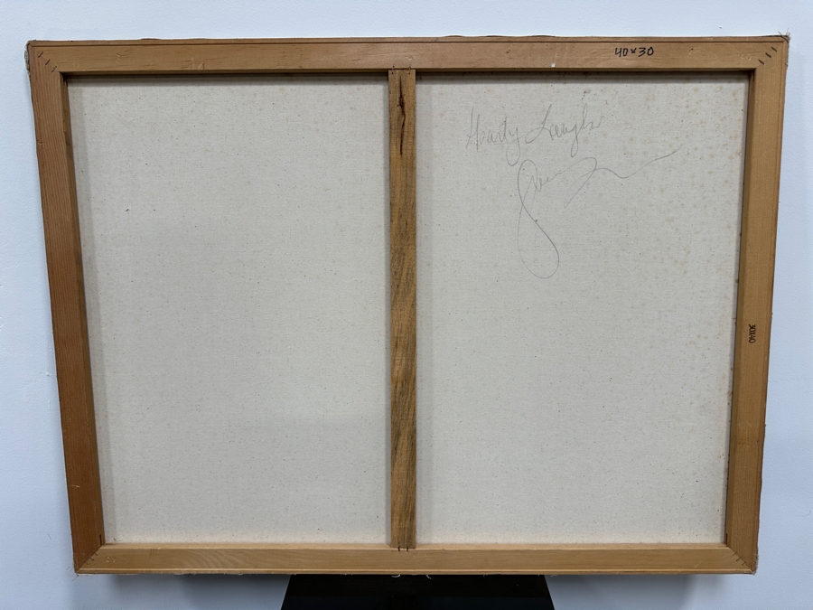 Gerrit Greve (1948-2024, Cardiff by the Sea, CA) Original Acrylic Painting On Canvas Titled 'Hearty Laughs' Signed Lower Right And Verso 40 X 30 Estimate $1,200 - $1,500 [Photo 6]