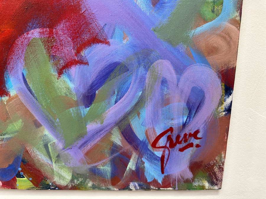 Gerrit Greve (1948-2024, Cardiff by the Sea, CA) Original Acrylic Painting On Canvas Titled 'Hearty Laughs' Signed Lower Right And Verso 40 X 30 Estimate $1,200 - $1,500 [Photo 4]