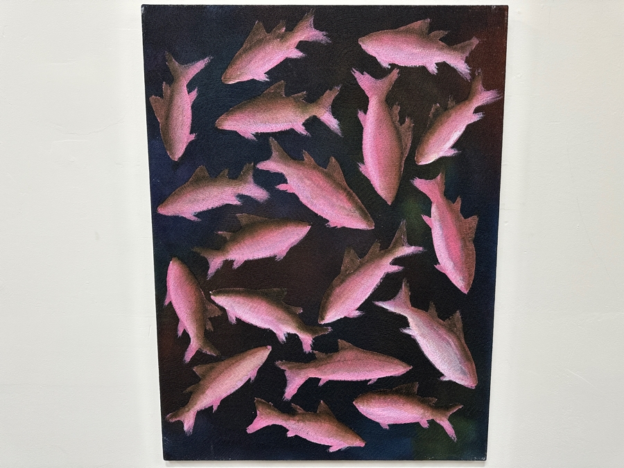 Gerrit Greve (1948-2024, Cardiff by the Sea, CA) Original Acrylic Painting On Canvas Titled 'Fish Dreams #6' 1999 Signed Verso 30' X 40' Estimate $1,200 - $1,500 [Photo 2]