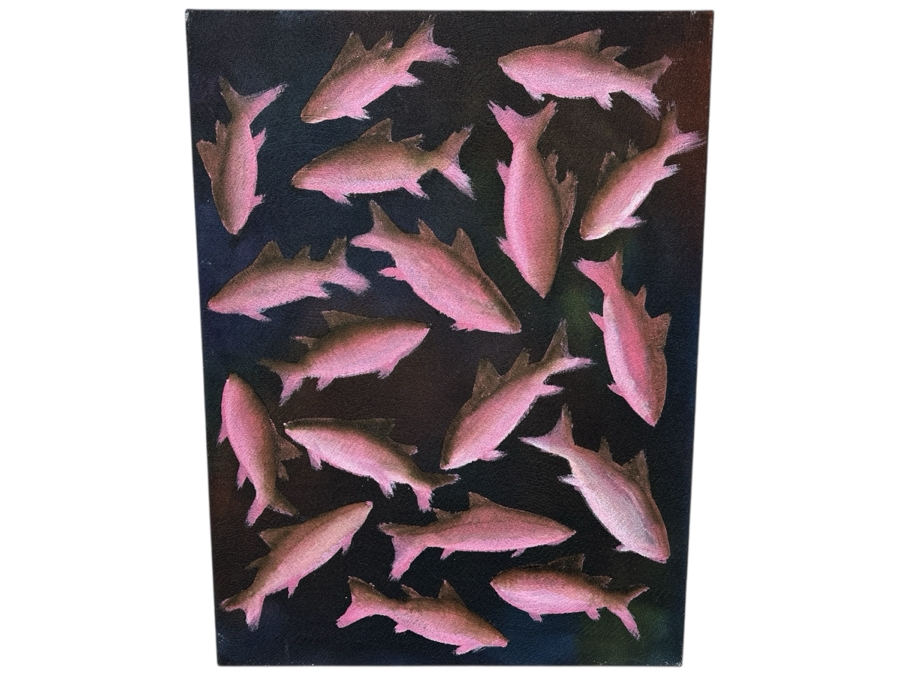 Gerrit Greve (1948-2024, Cardiff by the Sea, CA) Original Acrylic Painting On Canvas Titled 'Fish Dreams #6' 1999 Signed Verso 30' X 40' Estimate $1,200 - $1,500 [Photo 1]