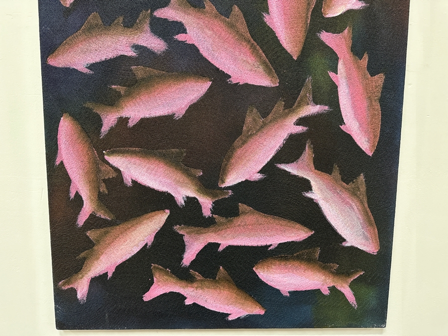 Gerrit Greve (1948-2024, Cardiff by the Sea, CA) Original Acrylic Painting On Canvas Titled 'Fish Dreams #6' 1999 Signed Verso 30' X 40' Estimate $1,200 - $1,500 [Photo 3]