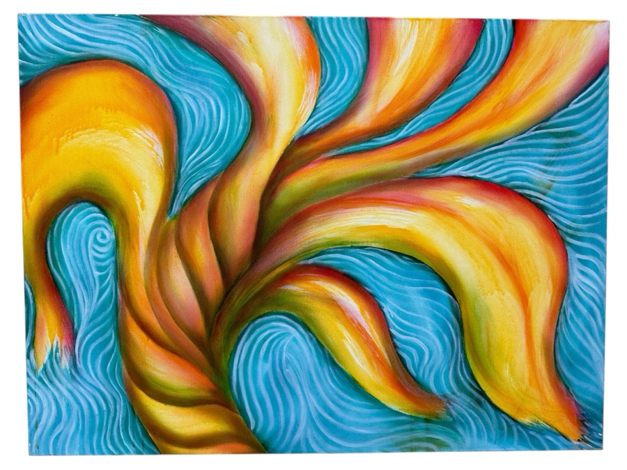 Gerrit Greve (1948-2024, Cardiff by the Sea, CA) Original Acrylic Painting On Canvas Titled 'Plants 059' 2020 Signed Verso 40' X 30' Estimate $1,200 - $1,500 [Photo 1]