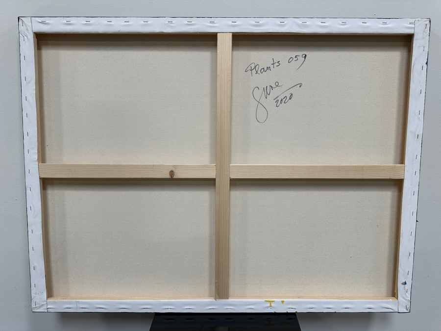 Gerrit Greve (1948-2024, Cardiff by the Sea, CA) Original Acrylic Painting On Canvas Titled 'Plants 059' 2020 Signed Verso 40' X 30' Estimate $1,200 - $1,500 [Photo 5]