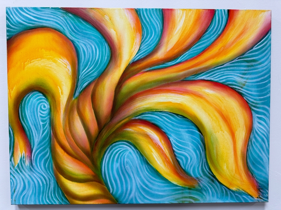 Gerrit Greve (1948-2024, Cardiff by the Sea, CA) Original Acrylic Painting On Canvas Titled 'Plants 059' 2020 Signed Verso 40' X 30' Estimate $1,200 - $1,500 [Photo 2]