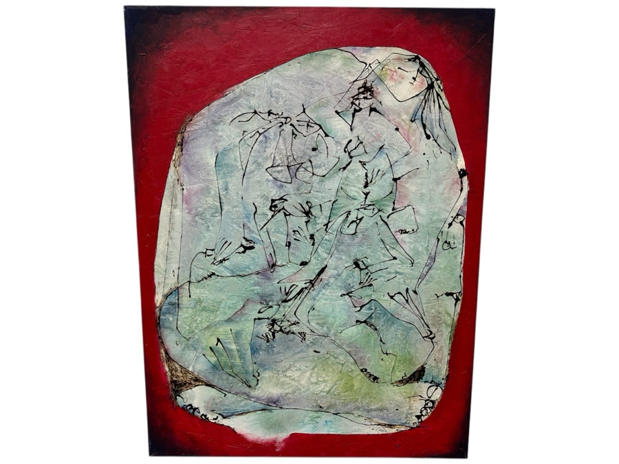 Gerrit Greve (1948-2024, Cardiff by the Sea, CA) Original Mixed Media Acrylic Drip Painting On Canvas Signed Lower Right 30' X 40' Estimate $1,200 - $1,500 [Photo 1]
