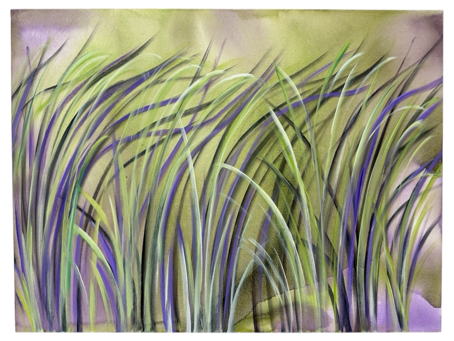 Gerrit Greve (1948-2024, Cardiff by the Sea, CA) Original Acrylic Painting On Canvas Titled 'Reeds 305' 2021 Signed Verso 40' X 30' Estimate $1,200 - $1,500
