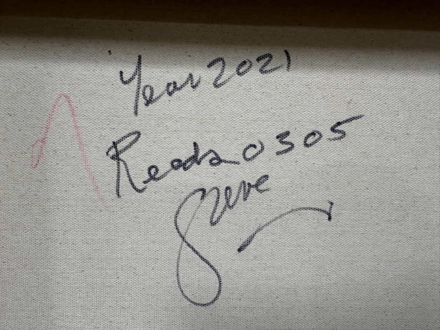 Gerrit Greve (1948-2024, Cardiff by the Sea, CA) Original Acrylic Painting On Canvas Titled 'Reeds 305' 2021 Signed Verso 40' X 30' Estimate $1,200 - $1,500 [Photo 5]