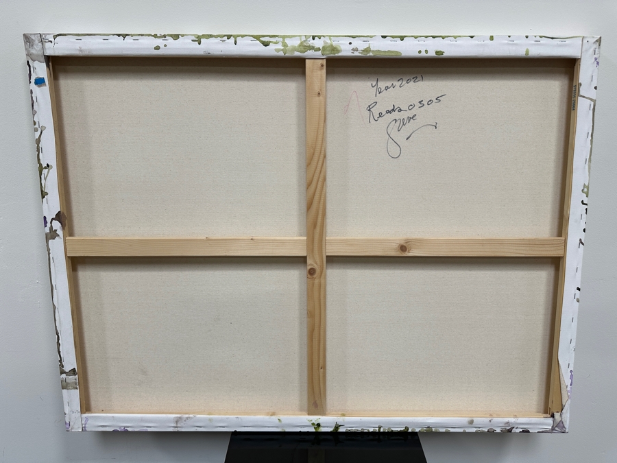 Gerrit Greve (1948-2024, Cardiff by the Sea, CA) Original Acrylic Painting On Canvas Titled 'Reeds 305' 2021 Signed Verso 40' X 30' Estimate $1,200 - $1,500 [Photo 4]