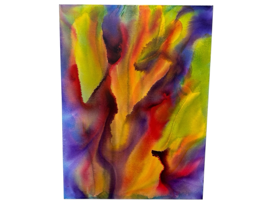 Gerrit Greve (1948-2024, Cardiff by the Sea, CA) Original Acrylic Painting On Canvas Titled 'Flowers 20' 2020 Signed Verso 40' X 30' Estimate $1,200 - $1,500 [Photo 1]