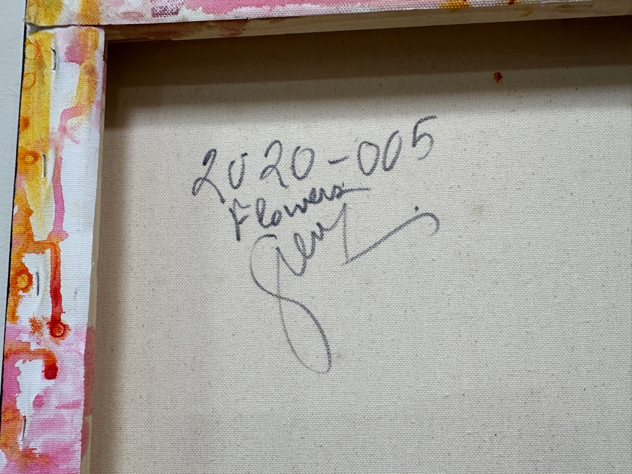 Gerrit Greve (1948-2024, Cardiff by the Sea, CA) Original Acrylic Painting On Canvas Titled 'Flowers 5' 2020 Signed Verso 30' X 40' Estimate $1,200 - $1,500 [Photo 6]