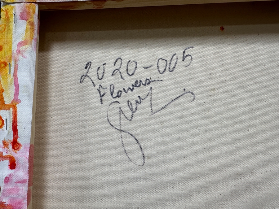 Gerrit Greve (1948-2024, Cardiff by the Sea, CA) Original Acrylic Painting On Canvas Titled 'Flowers 5' 2020 Signed Verso 30' X 40' Estimate $1,200 - $1,500 [Photo 7]