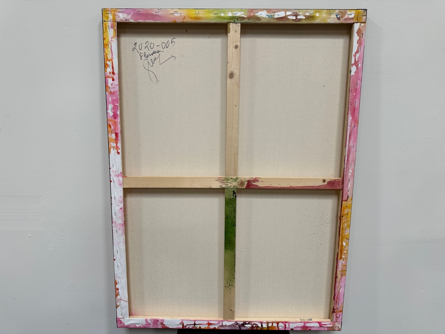 Gerrit Greve (1948-2024, Cardiff by the Sea, CA) Original Acrylic Painting On Canvas Titled 'Flowers 5' 2020 Signed Verso 30' X 40' Estimate $1,200 - $1,500 [Photo 5]