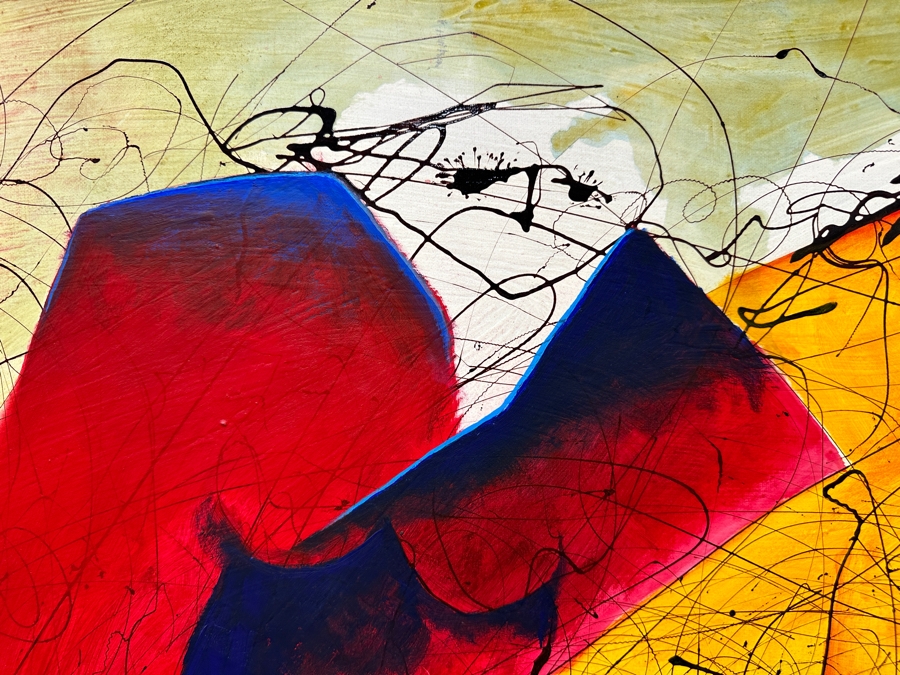 Gerrit Greve (1948-2024, Cardiff by the Sea, CA) Original Acrylic Drip Painting On Canvas Signed Lower Right 40' X 30' Estimate $1,200 - $1,500 [Photo 3]