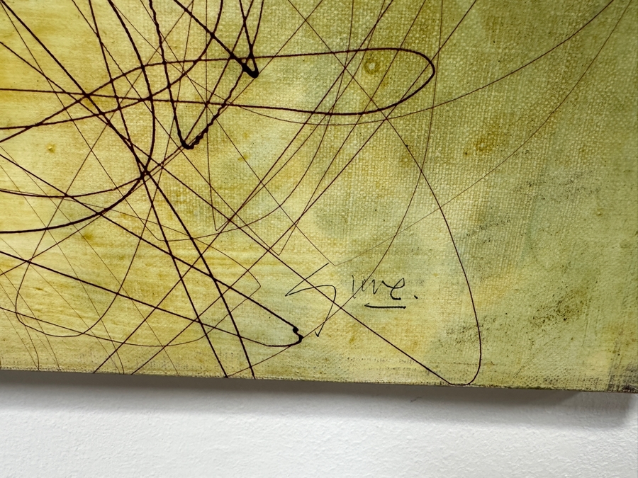 Gerrit Greve (1948-2024, Cardiff by the Sea, CA) Original Acrylic Drip Painting On Canvas Signed Lower Right 40' X 30' Estimate $1,200 - $1,500 [Photo 6]