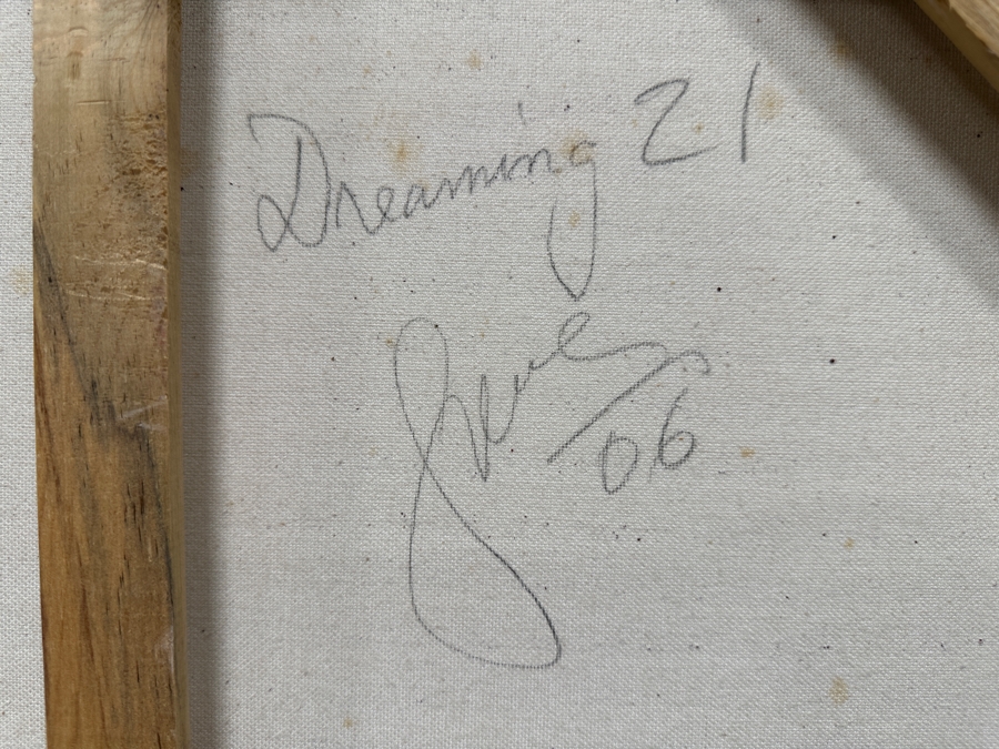 Gerrit Greve (1948-2024, Cardiff by the Sea, CA) Original Acrylic Sand Painting On Canvas Titled 'Dreaming 21' 2006 Signed Verso 40' X 30' Estimate $1,200 - $1,500 [Photo 6]