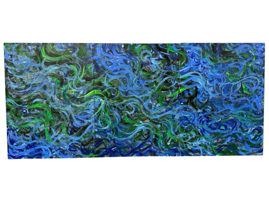 UPDATED: Gerrit Greve (1948-2024, Cardiff by the Sea, CA) Original Acrylic Painting On Canvas Titled 'Kelp Eddies #6' 1992 Signed Verso 90' X 40' Estimate $3,600 - $4,500