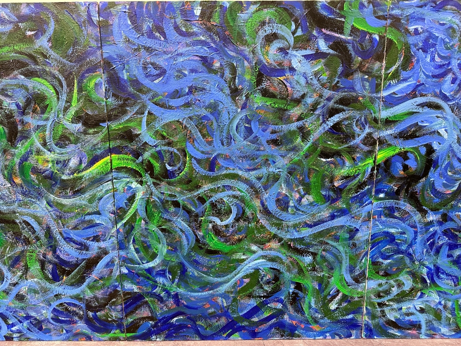 UPDATED: Gerrit Greve (1948-2024, Cardiff by the Sea, CA) Original Acrylic Painting On Canvas Titled 'Kelp Eddies #6' 1992 Signed Verso 90' X 40' Estimate $3,600 - $4,500 [Photo 2]