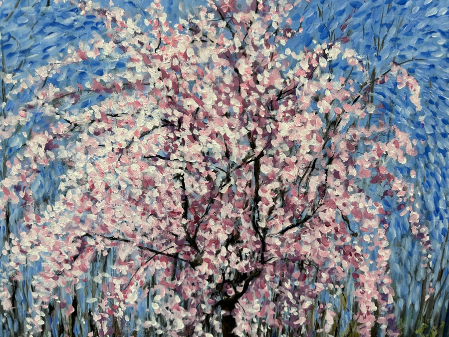 Gerrit Greve (1948-2024, Cardiff by the Sea, CA) Original Acrylic And Carbon Transfers Painting On Canvas And Wood Titled 'Ted's Cherry Tree #2' 1998 Signed Lower Right And Verso 24' X 30' Framed 32' X 38' Estimate $1,216 - $1,520 [Photo 4]