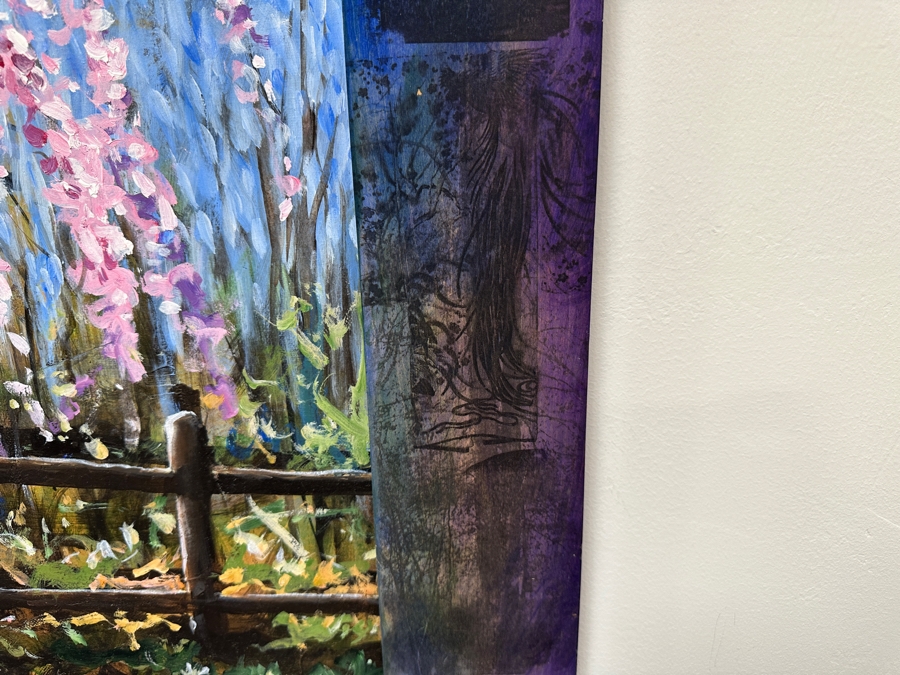 Gerrit Greve (1948-2024, Cardiff by the Sea, CA) Original Acrylic And Carbon Transfers Painting On Canvas And Wood Titled 'Ted's Cherry Tree #2' 1998 Signed Lower Right And Verso 24' X 30' Framed 32' X 38' Estimate $1,216 - $1,520 [Photo 10]