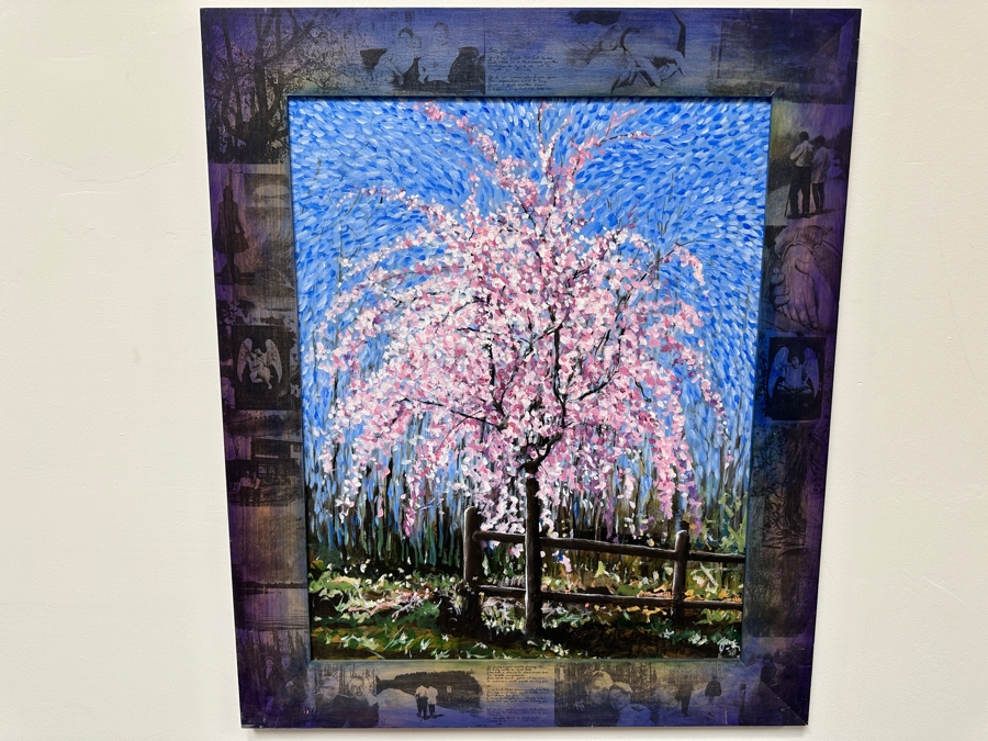 Gerrit Greve (1948-2024, Cardiff by the Sea, CA) Original Acrylic And Carbon Transfers Painting On Canvas And Wood Titled 'Ted's Cherry Tree #2' 1998 Signed Lower Right And Verso 24' X 30' Framed 32' X 38' Estimate $1,216 - $1,520 [Photo 2]