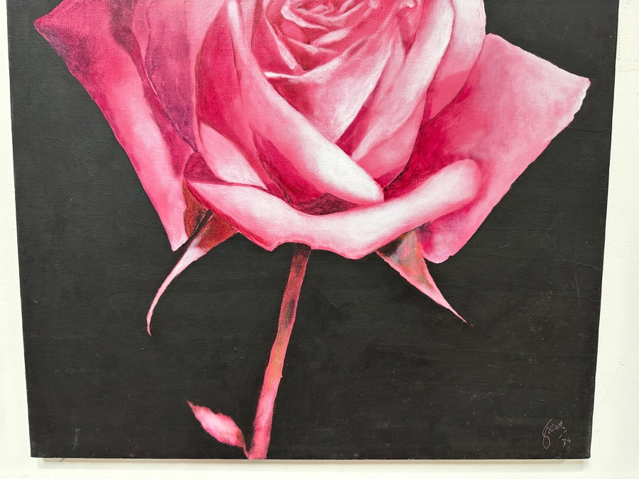 Gerrit Greve (1948-2024, Cardiff by the Sea, CA) Original Acrylic Painting On Canvas Titled 'The Pink Rose' 1974 Signed Lower Right 28' X 34' Estimate $952 - $1,190 [Photo 4]