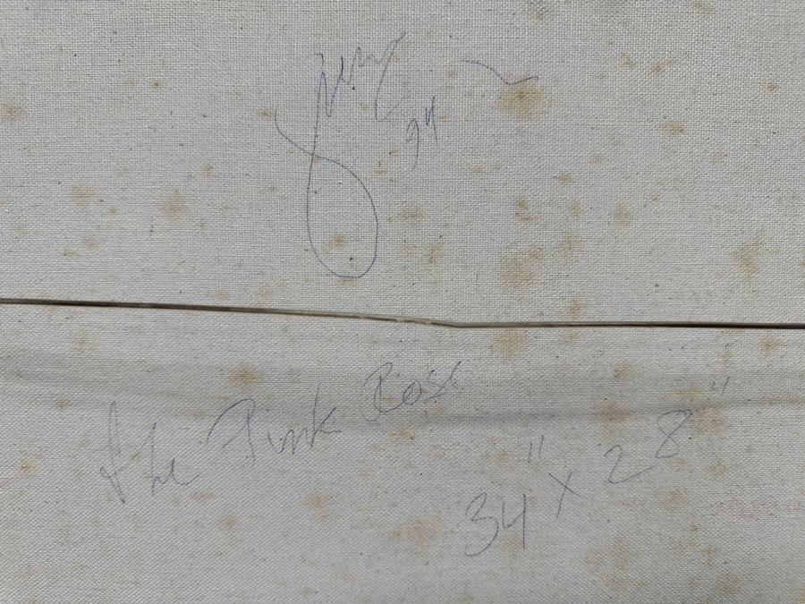 Gerrit Greve (1948-2024, Cardiff by the Sea, CA) Original Acrylic Painting On Canvas Titled 'The Pink Rose' 1974 Signed Lower Right 28' X 34' Estimate $952 - $1,190 [Photo 7]