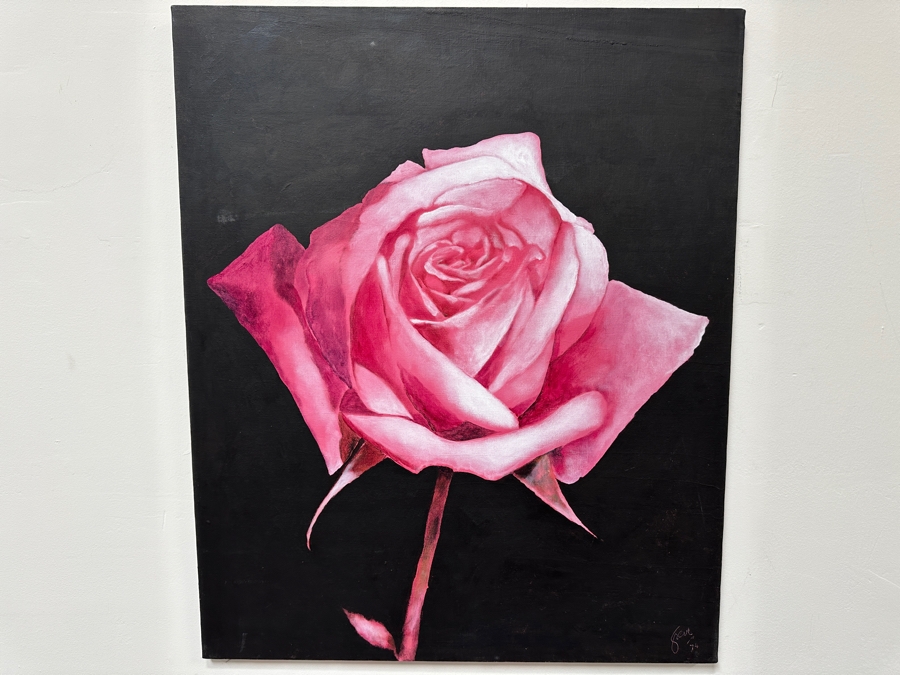 Gerrit Greve (1948-2024, Cardiff by the Sea, CA) Original Acrylic Painting On Canvas Titled 'The Pink Rose' 1974 Signed Lower Right 28' X 34' Estimate $952 - $1,190 [Photo 2]